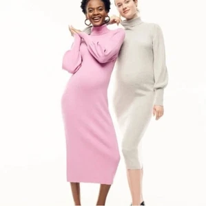 Luke x J. Crew Gr. S-M grau Umstands Midi Pullover Kleid Merinowollmischung - Bild 1 von 7