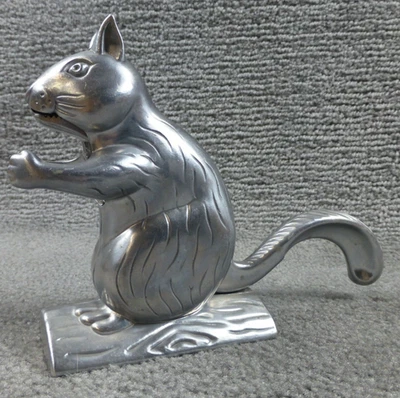 Vintage Squirrel on Log Nutcracker Aluminum Metal Collectible 6" Tall - Image 1 of 4