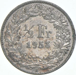 Roughly the Size of a Dime 1953 Switzerland 1/2 Franc World Silver Coin *443 - Picture 1 of 3