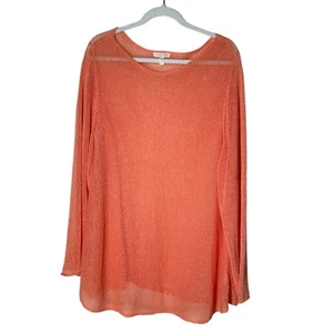 Suéter Top Eileen Fisher Mujer Tejido Lino 3X Naranja Pullover Nylon Cuello Barco - Imagen 1 de 10
