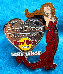 LAKE TAHOE HEART DISEASE AWARENESS SEXY GIRL SILVER HEART Hard Rock Cafe PINS LE - Picture 1 of 1