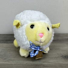 エデン 羊 ぬいぐるみ ホワイト ラム ブルー ギンガム チェック リボン ヴィンテージ ぬいぐるみ 動物 ベル