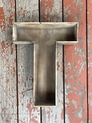 Rustic Large 18” Wood “T” Monogram Hollow 3” Deep Reception Decor - Image 1 of 4