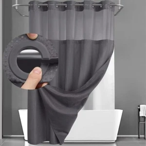 Shower Drapes Waffle Hookless Shower Curtains Household Bath Curtains Waterproof - Picture 1 of 21