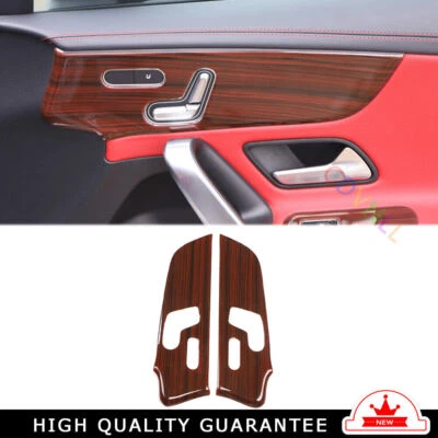 Car Inner Door Panel Cover Trim 2X Fit For Mercedes Benz AMG35 19~2021 Red Wood - Image 1 of 4