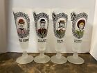 VINTAGE Gentleman Collection SET OF FOUR FAMILY RELATED FROSTED PILSNER GLASSES