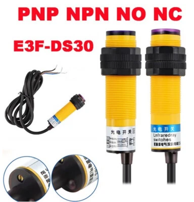 E3F-DS30 Inductive Proximity Sensor Switch PNP NPN NO 2/3 Wire Infrared Diffuse - Image 1 of 4