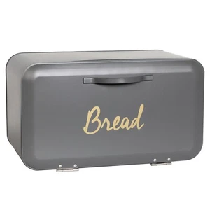 Grey Modern Bread Bin Kitchen Loaf Storage Box Large - Picture 1 of 3