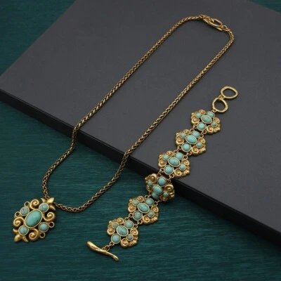 Juego de joyas enchapado en oro de cristal: pendientes, collar y pulsera, Foto 1 de 4