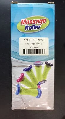 Rolo de massagem roda vara alça shiatsu relaxar para músculos braços mãos pé azul - Imagem 1 de 4