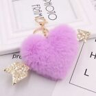 Heart Shaped Pompoms Keychains - Faux Fur Keyring Trendy Fashion Accessories 1pc