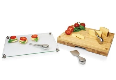 Picnic Time Concerto Glass Top Cutting Board with Cheese Tools - Image 1 of 3
