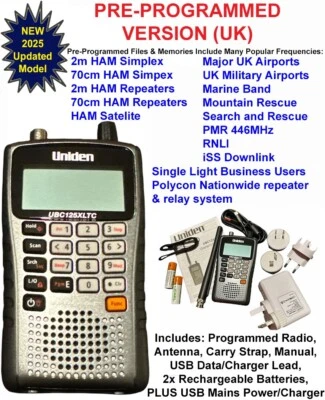 Uniden UBC125XLTc Radio 2025 Updated Scanner PROGRAMMED AM FM Air UBC125XLT c UK - Image 1 of 4