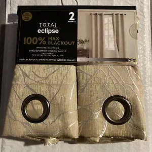Total Eclipse 100% Max Blackout Branches/Champagne Lines Grommet Window Panels - Picture 1 of 4