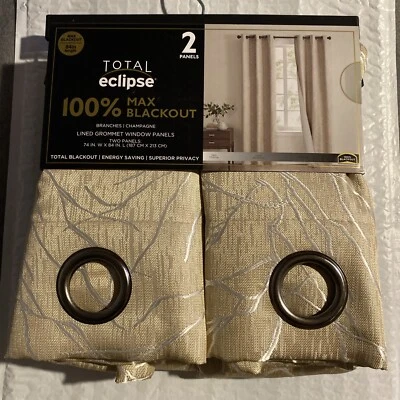 Total Eclipse 100% Max Blackout Branches/Champagne Lines Grommet Window Panels  - Image 1 of 4