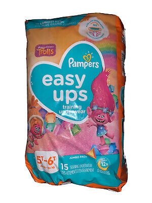 Pampers Easy-Ups Training Underwear 5T-6T Lbs Trolls Girls 15 Count 41lbs+ • 16.98$