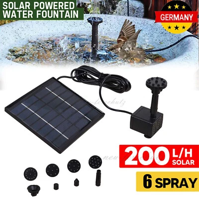 Solar Pumpe Teichpumpe Springbrunnen Gartenbrunnen Brunnen Fontäne mit Düse NEU - Bild 1 von 4