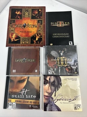 Лот из 4 ПК CD-ROM игры натюрморт Darkstone учеников Syberia винтажный Y2K - Изображение 1 из 4