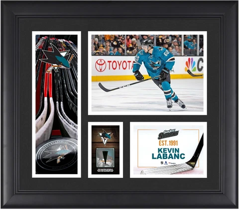 Kevin Labanc San Jose Sharks Framed 15x17 Collage w/a Piece of GU Puck Cover