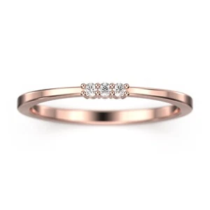 Three Stone 0.05CT Round Cut Lab-Grown Diamond Solid 10K Rose Gold Women's Ring - Picture 1 of 6