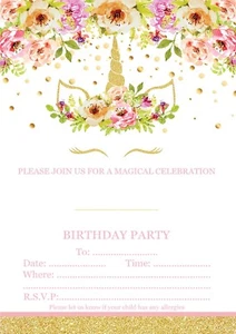 INVITACIONES FIESTA CUMPLEAÑOS UNICORNIO INVITA NIÑOS NIÑAS NIÑOS - Imagen 1 de 3
