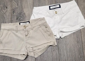Girls Abercrombie & Fitch Shorts Size 8 Low Rise Mini Prep Dressy White Khaki - Picture 1 of 6
