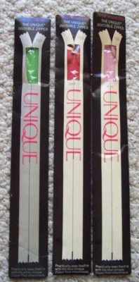 3 Vintage UNIQUE Invisible Zippers 20"-22"  Pink Coral & Leaf Green New - Image 1 of 3