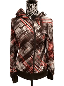 Vintage The North Face Fleece Full Zip Hoodie Thumbholes Sweatshirt Plaid Preppy - Picture 1 of 11