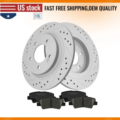 Rear Brake Disc Rotors + Ceramic Pads for Hyundai Elantra GT Sonata Kia Forte - Image 1 of 4