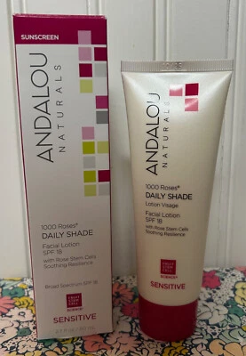 ANDALOU NATURALS SENSITIVE DAILY SHADE FACIAL LOTION 1000 ROSES SPF 18 SEALED - Image 1 of 4