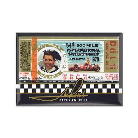 Mario Andretti 1970 Indianapolis 500 Replica Ticket Magnet 50th Anniversary Indy Cover