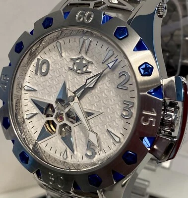 48mm Automático | AMERICAN STAR | Pulsera de Eslabones de Diamante Tono Plateado | Reloj WatchStar Foto 1 de 4