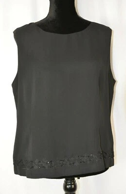 First Issue 女式背心 14 码黑色下摆口音 Liz Claiborne 套衫  — 第 1/4 张图片