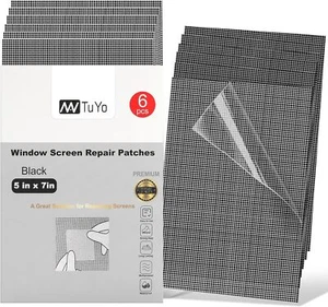 6PCS Window Screen Repair Kit Patches 5" x 7" Patch Door Black - Picture 1 of 7