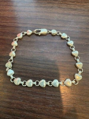 Bracciale Tiffany & Co. Heart Link Argento Sterling 925 Vintage USATO Autenti... - Immagine 1 di 4