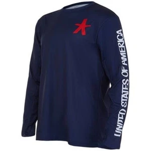 Spyder Men's USA Haze Indigo Blue Long Sleeve Graphic Tee Shirt, NWT! - Picture 1 of 6