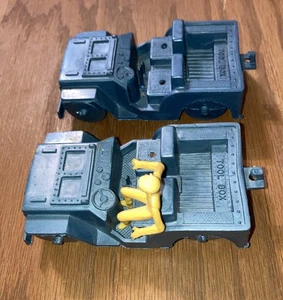 2 Vintage MPC Army Battlefront Rare Metallic Blue Command Jeep & 1 Yellow Figure - Picture 1 of 6