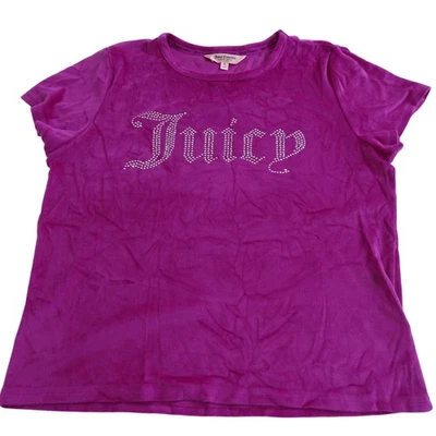 Juicy Couture Purple Rhinestone Logo Sleep Shirt Velour Women Size XL Short Slv - Image 1 of 4