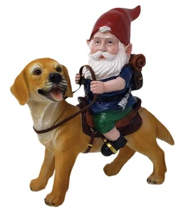 Funny Guy Mugs Gnome and a Yellow Lab Statue- Yellow Labrador Retriever- Indo... - Picture 1 of 9