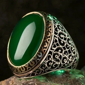 925 Sterling Silver Handmade Jewelry Black Men's Ring All Size Fashion Ring 2025 - Picture 1 of 24