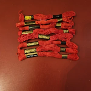 VINTAGE J&P COATS SIGNAL RED 140 EMBROIDERY FLOSS Lot Of 8 Skiens - Picture 1 of 3