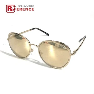 Chanel 4206 Logo Cc Mirror Lens Glasses Eyewear Sunglasses Metal Women'S Gold - Picture 1 of 15