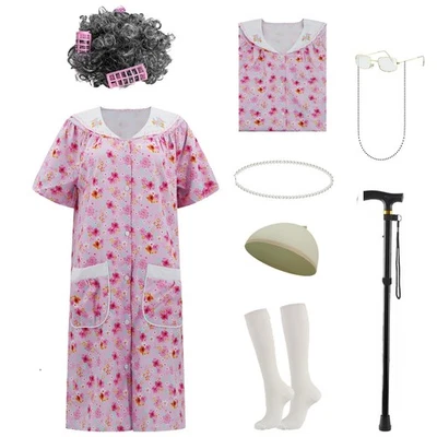 Old Lady Costume for Women, Grandma Costume Kit with Nightgown Old Lady Dress... - Image 1 of 4