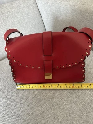 Authentic Furla Top Handle Crossbody Bag Red Leather Gold Hardware - Image 1 of 4