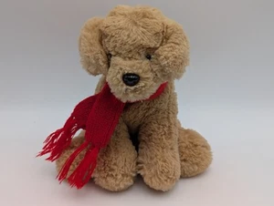 Bearington Brown Dog Plush Puppy 8 Inch  Red Scarf Stuffed Animal Toy - Picture 1 of 9