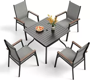 5 Pcs Outdoor Dining Set Patio Furniture Set Aluminum Lightweight Chairs & Table - Picture 1 of 10