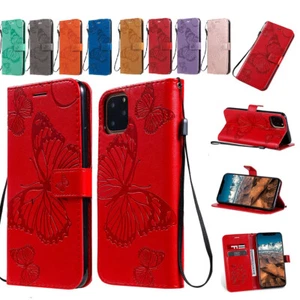 For Apple iPhone 12 Flip Leather Butterfly Girls Card Case Hold Cover - Picture 1 of 72