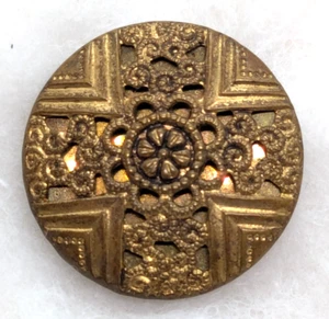 Vintage Twinkle Metal Button Cross Design Filigree Cut Out Brass Shank 22mm - Imagen 1 de 10