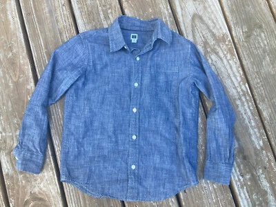 Летняя хлопковая рубашка Janie & Jack Blue Chambray с длинным рукавом на пуговицах - 6 - Изображение 1 из 3