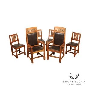 Derek Slater Fishman Arts & Crafts Style Set of Six Dining Chairs - Picture 1 of 12